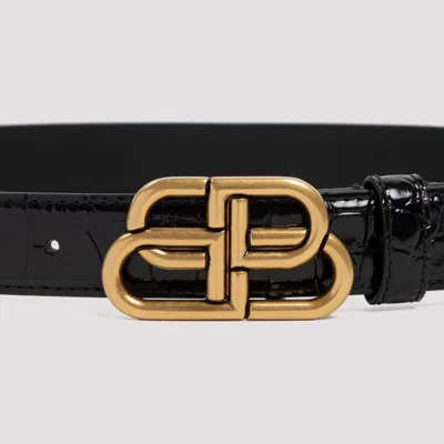 Balenciaga Crocodile Texture Belt With Gold-tone Interlocking Buckle