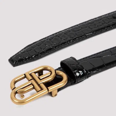 Balenciaga Crocodile Texture Belt With Gold-tone Interlocking Buckle