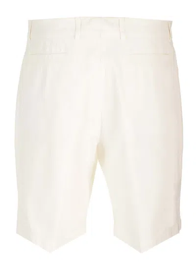 Brunello Cucinelli Bermuda Shorts In White Cotton Trousers White In Neutral