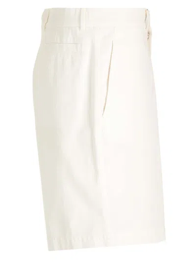 Brunello Cucinelli Bermuda Shorts In White Cotton Trousers White In Neutral