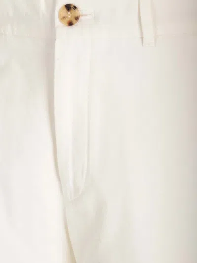 Brunello Cucinelli Bermuda Shorts In White Cotton Trousers White In Neutral