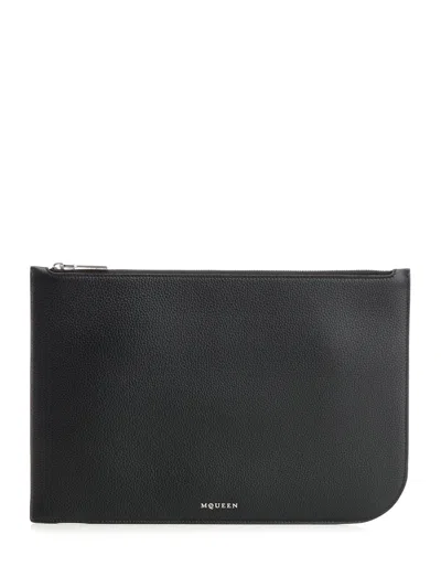 Alexander Mcqueen Black Leather Clutch Bag Small Leather Goods Black