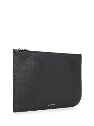 Alexander Mcqueen Black Leather Clutch Bag Small Leather Goods Black