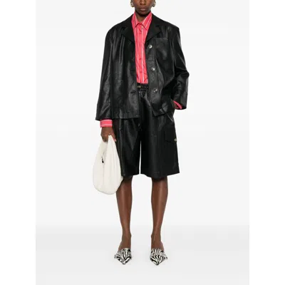 Baum Und Pferdgarten Neeto Faux Leather Shorts Black In Black