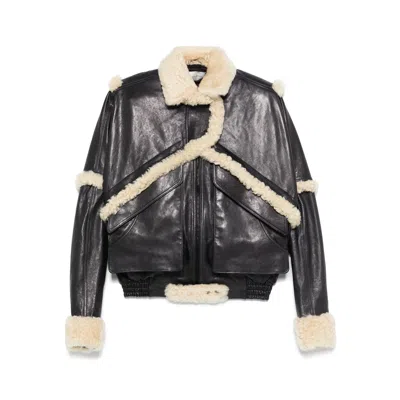 Magda Butrym Shearling Trim Jacket Front Pockets