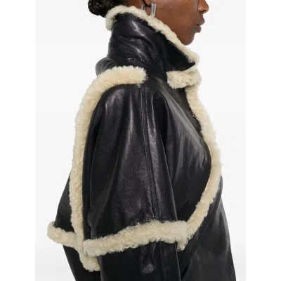 Magda Butrym Shearling Trim Jacket Front Pockets