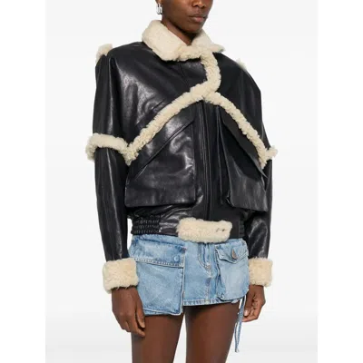 Magda Butrym Shearling Trim Jacket Front Pockets