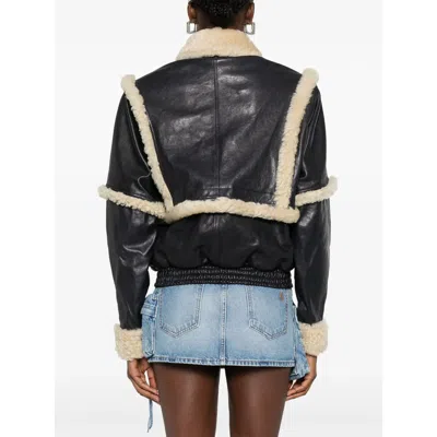 Magda Butrym Shearling Trim Jacket Front Pockets