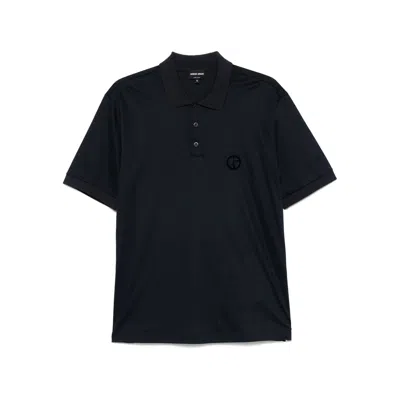 Giorgio Armani Logo-embossed Polo Shirt In Black