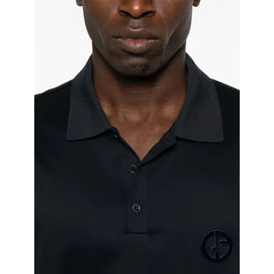 Giorgio Armani Logo-embossed Polo Shirt In Black