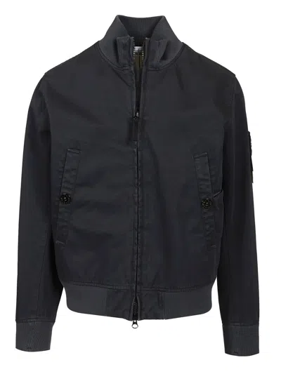 Stone Island Bomber Jacket Jackets Blue In Black