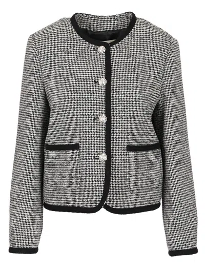 Dunst Boucle Tweed Jacket Jackets Grey In Black