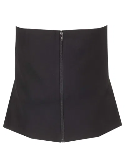 Self-portrait Black Sleeveless Top With Bandeau Neckline In Tech Fabric Woman