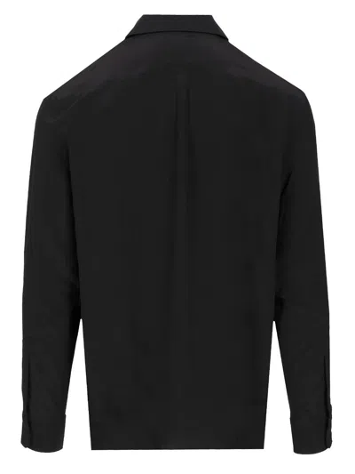 Givenchy Silk Shirt With Front Pleats And Pointed Collar In Black