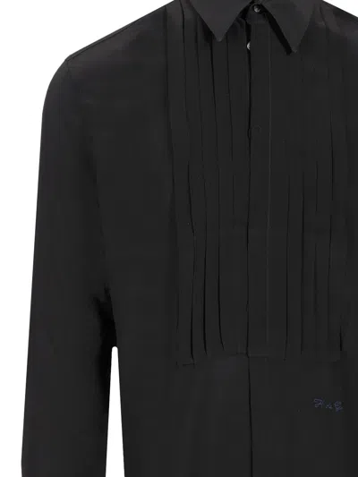 Givenchy Silk Shirt With Front Pleats And Pointed Collar In Black