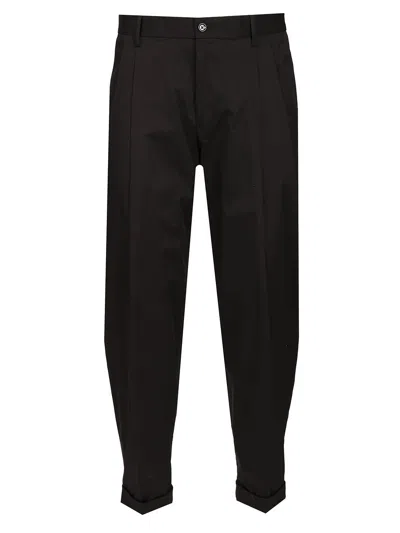 Dolce & Gabbana Brown Double Pleat Trousers Black