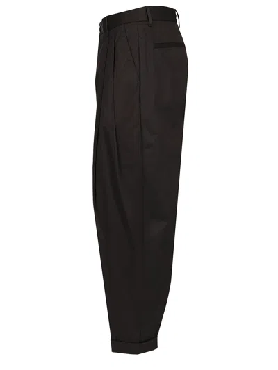 Dolce & Gabbana Brown Double Pleat Trousers Black
