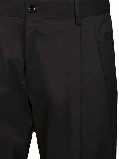 Dolce & Gabbana Brown Double Pleat Trousers Black