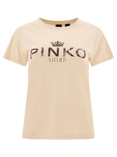 Pinko Woman T-shirt Beige Size L Cotton In Neutral