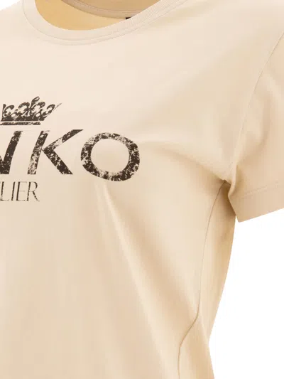 Pinko Woman T-shirt Beige Size L Cotton In Neutral