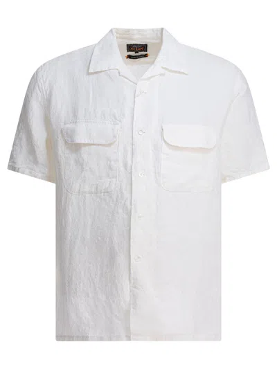 Beams Camp Collar Shirt Shirts White In White