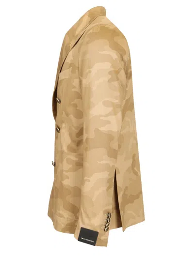 Tagliatore Montecarlo Doppio Petto Misto Lana Crepe In Neutral