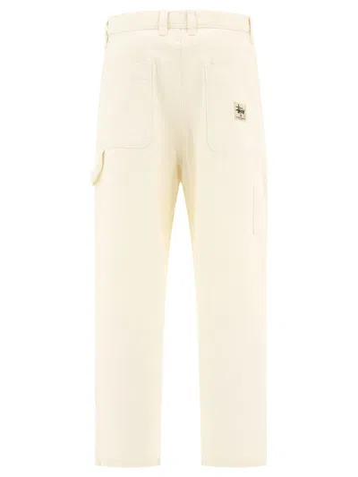 Stussy Canvas Work Trousers Beige In White