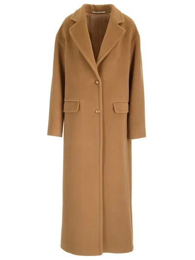 Tagliatore Beige Single-breasted Coat In Angora Blend