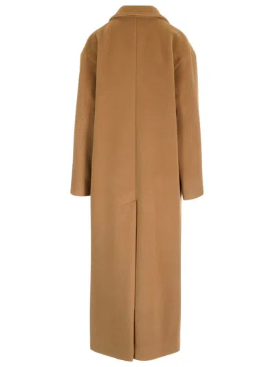 Tagliatore Beige Single-breasted Coat In Angora Blend
