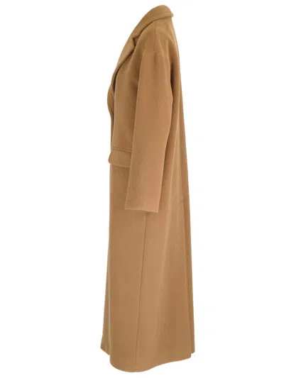 Tagliatore Beige Single-breasted Coat In Angora Blend