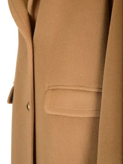 Tagliatore Beige Single-breasted Coat In Angora Blend