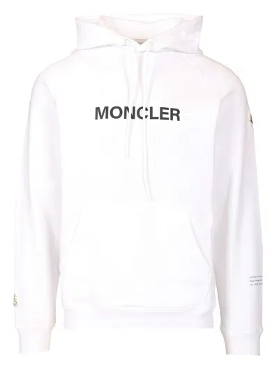 Moncler Genius Moncler X Fragment Hiroshi Fujiwara Relaxed Fit Hoodie With Cartoon Logo And Drawstring Hood In White