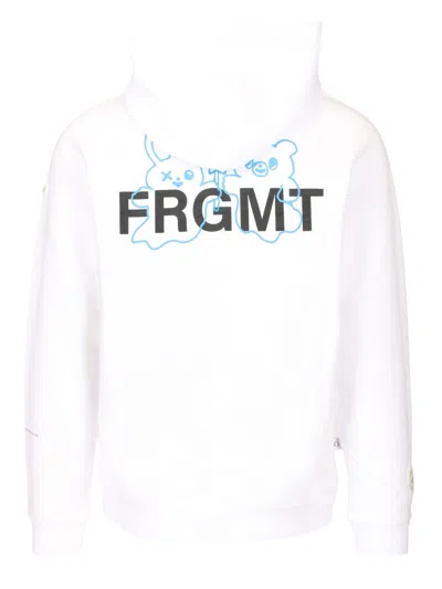 Moncler Genius Moncler X Fragment Hiroshi Fujiwara Relaxed Fit Hoodie With Cartoon Logo And Drawstring Hood In White