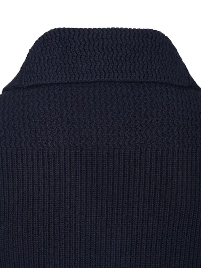 Tom Ford Silk Cardigan With Front Pockets And Shawl Collar In Blue