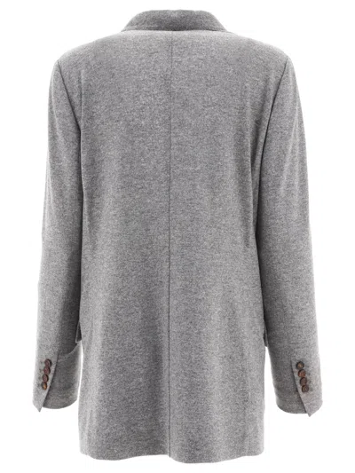 Brunello Cucinelli Cashmere Jersey Deconstructed Blazer With Monili Jackets Grey