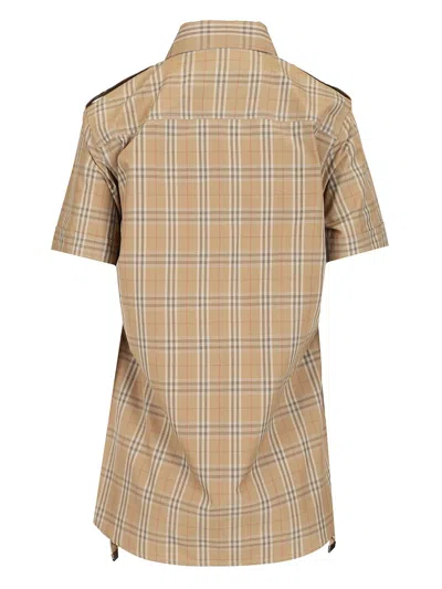 Burberry Check Patterned Shirt Shirts Beige