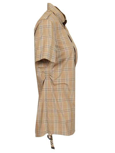 Burberry Check Patterned Shirt Shirts Beige
