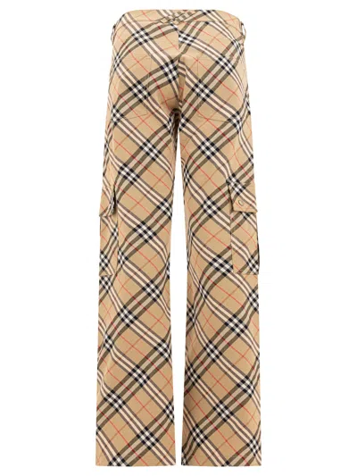 Burberry Straight Leg Checked Cargo Pants In Neutral