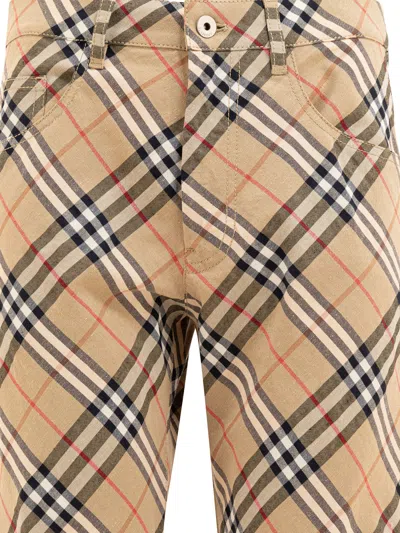 Burberry Straight Leg Checked Cargo Pants In Neutral