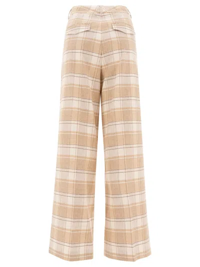 Peserico Wool Trousers With Front Pleats And Checked Pattern