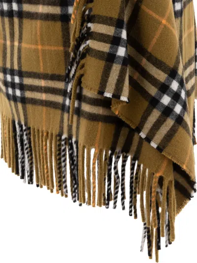 Burberry Women Wool And Cashmere Check Scarf Style Skirt In Green