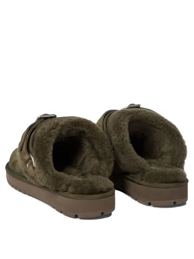 Burberry Womens Khaki Snug Low Sheepskin Mules