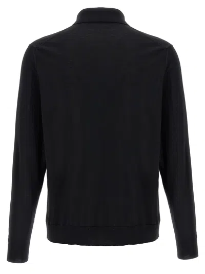 Kiton Long-sleeved Knitted Polo Shirt In Gray