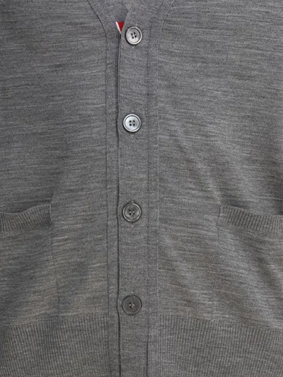 Thom Browne Classic V-neck Cardigan In Fine Merino Wool In Gray