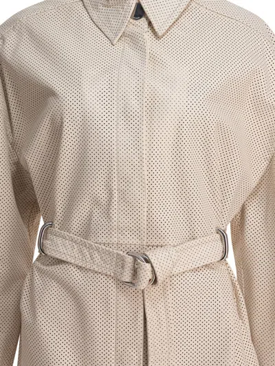 Sportmax Perforated Coat In Neutral