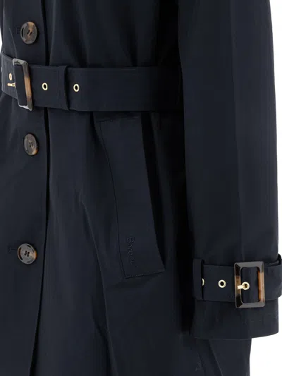 Barbour Belted Button-fastening Trench Coat In Blue