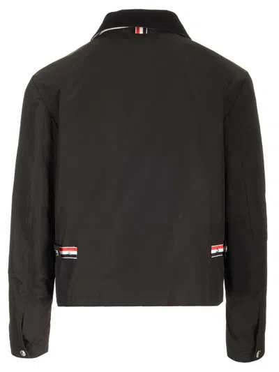 Thom Browne Rwb Stripe Zip-up Padded Jacket In Black