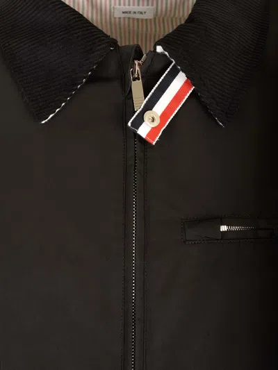 Thom Browne Rwb Stripe Zip-up Padded Jacket In Black