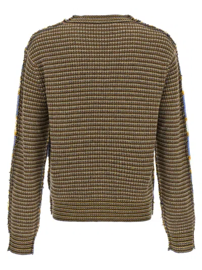Marni Striped Pattern Round Neck Sweater In Blue
