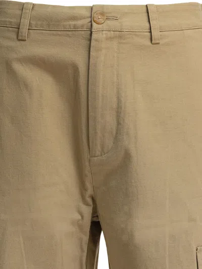 Vince Cotton And Linen Cargo Trousers Beige In Brown